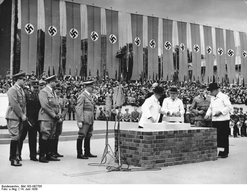 Adolf Hitler at the laying of the foundation stone for the 'House of German Tourism' in Berlin